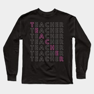 Teacher Grid Word Art Long Sleeve T-Shirt